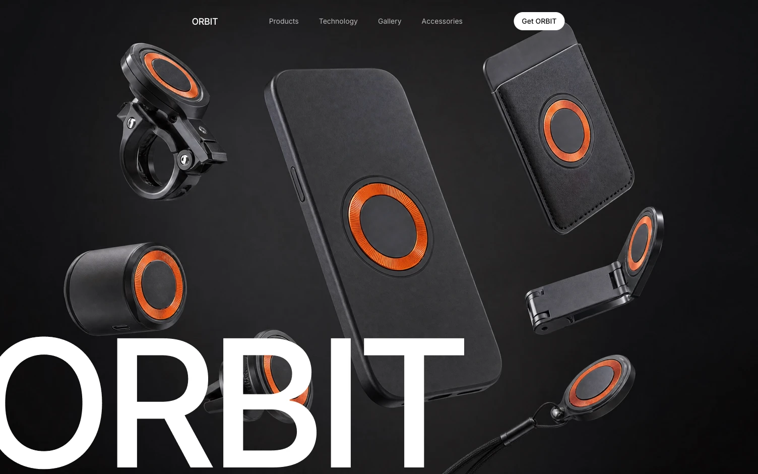 ORBIT, an e-commerce site for a fictional modular magnetic phone-carry system